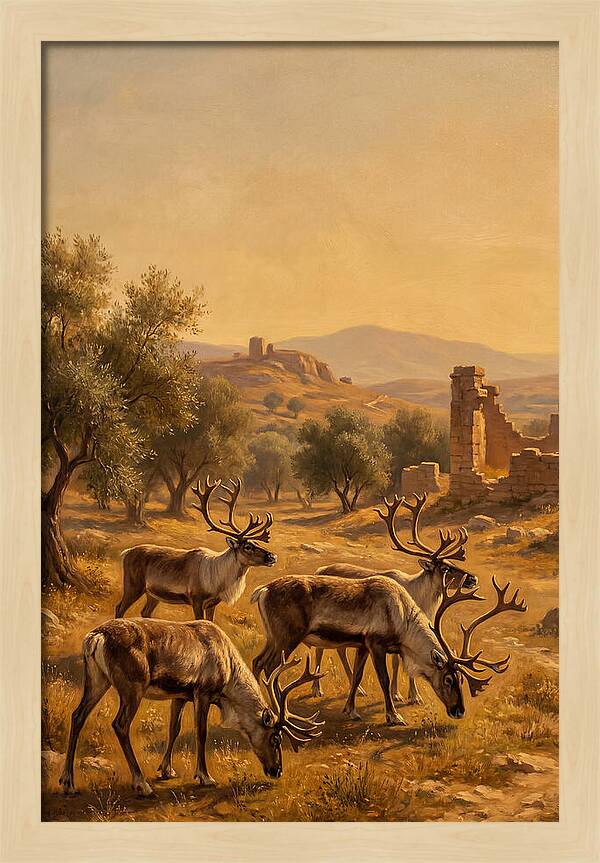 Reindeer In A Mediterranean Landscape