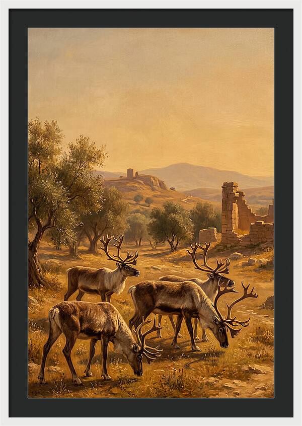 Reindeer In A Mediterranean Landscape