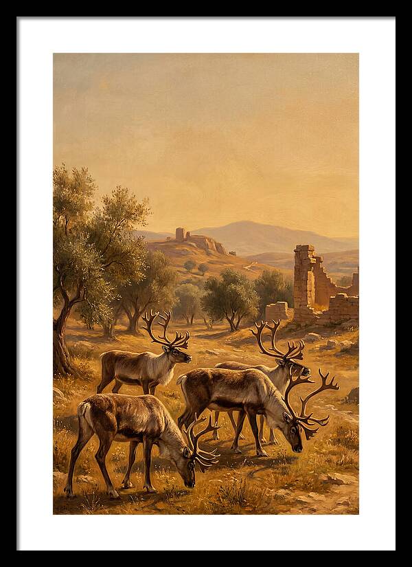 Reindeer In A Mediterranean Landscape