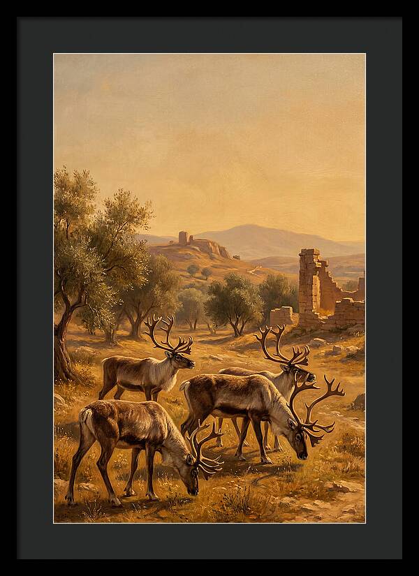 Reindeer In A Mediterranean Landscape