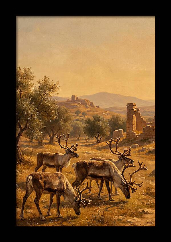 Reindeer In A Mediterranean Landscape
