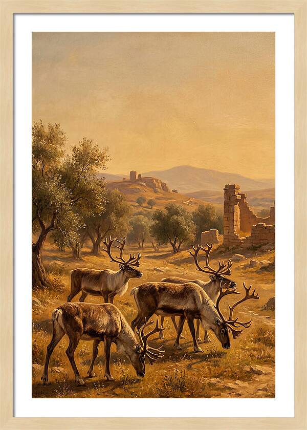 Reindeer In A Mediterranean Landscape