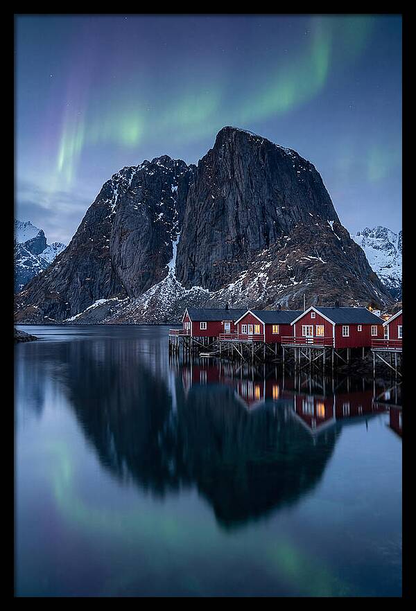Reine Fishing Village Under Aurora