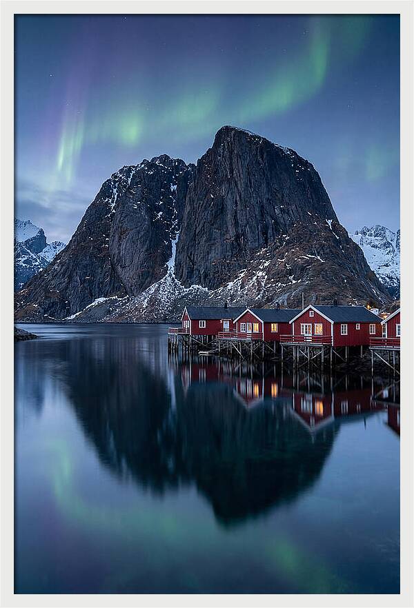 Reine Fishing Village Under Aurora
