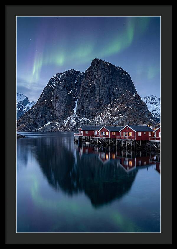 Reine Fishing Village Under Aurora