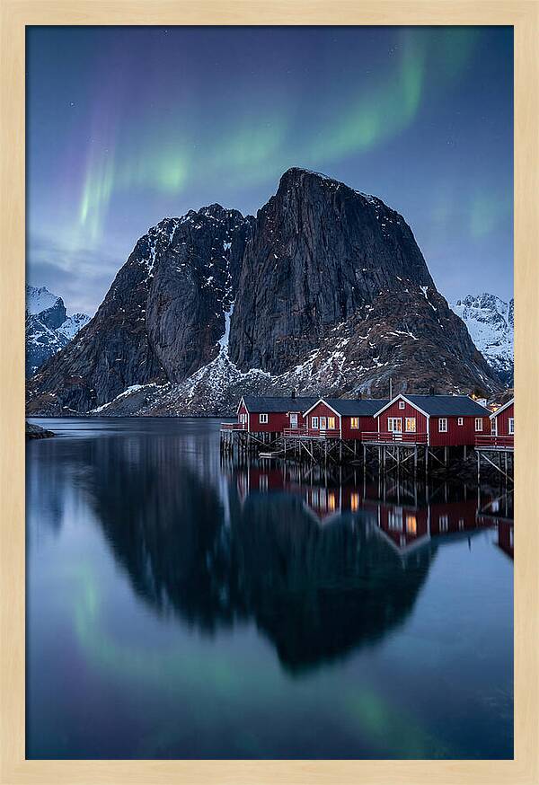 Reine Fishing Village Under Aurora