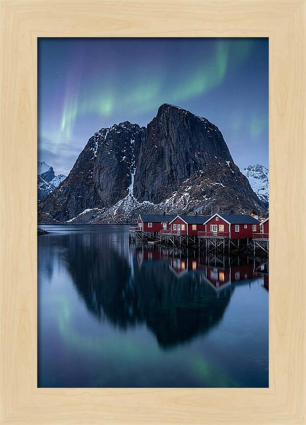 Reine Fishing Village Under Aurora
