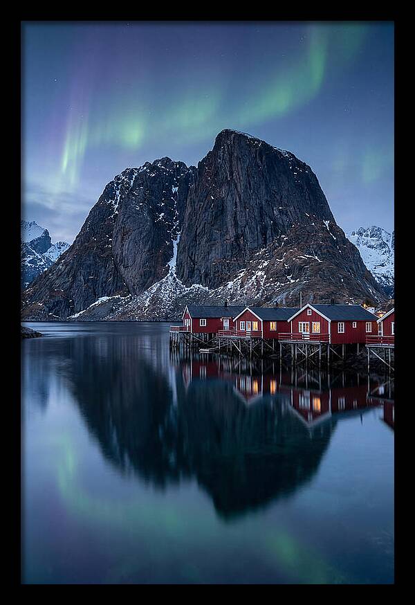 Reine Fishing Village Under Aurora