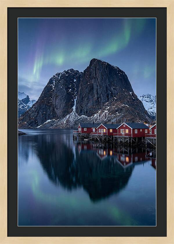 Reine Fishing Village Under Aurora