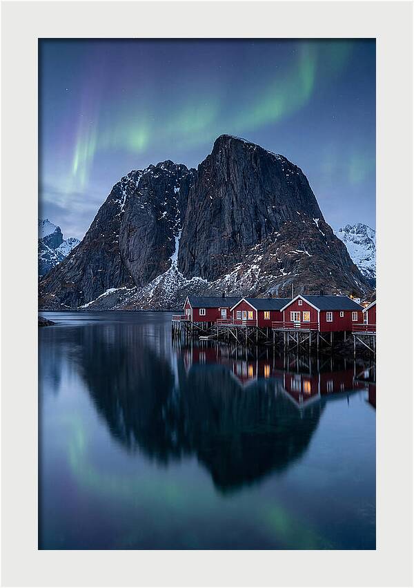 Reine Fishing Village Under Aurora