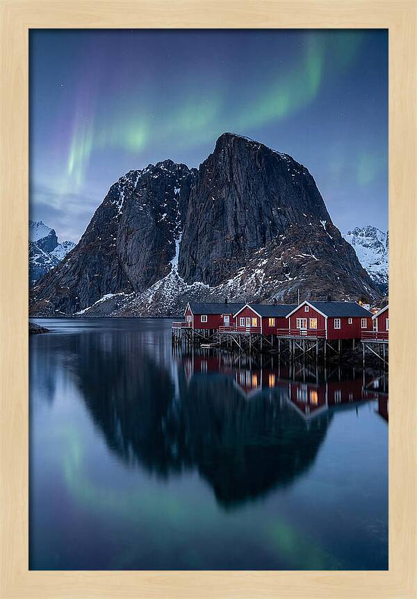 Reine Fishing Village Under Aurora