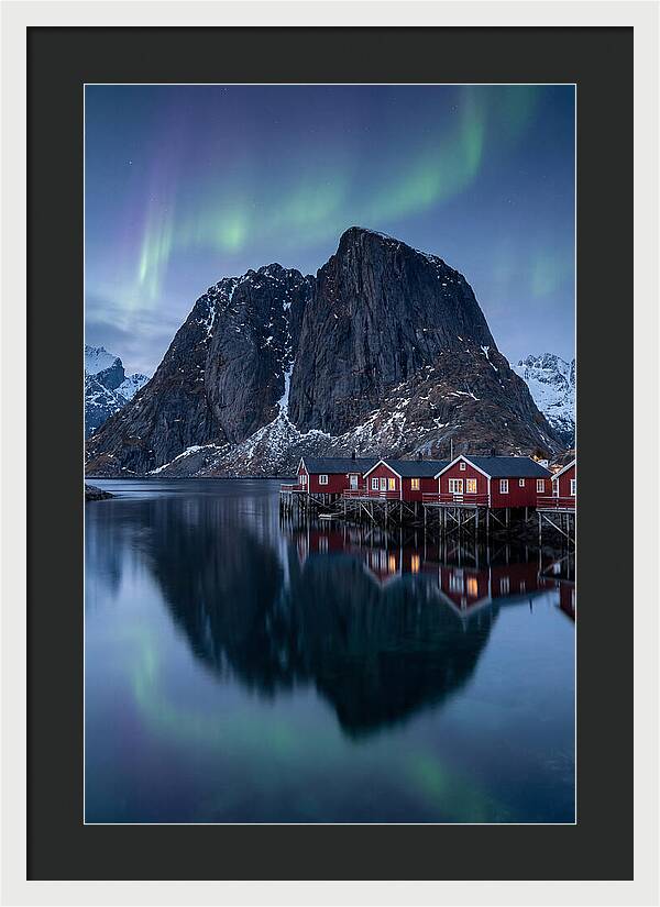 Reine Fishing Village Under Aurora