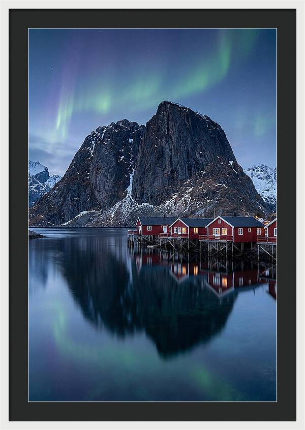 Reine Fishing Village Under Aurora
