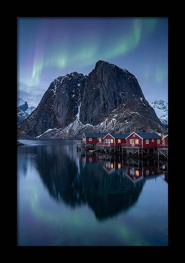 Reine Fishing Village Under Aurora