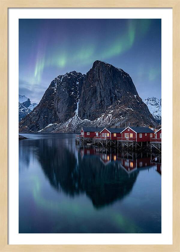 Reine Fishing Village Under Aurora
