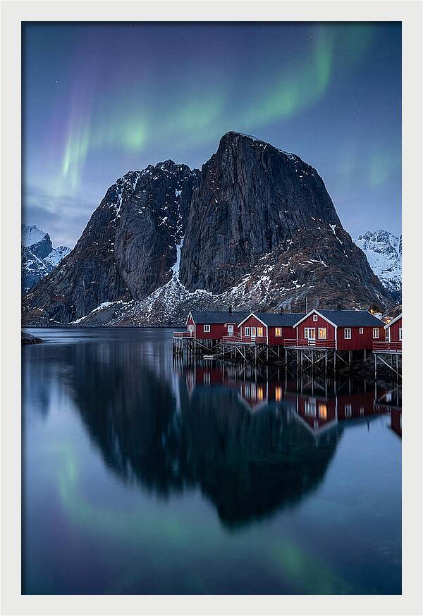 Reine Fishing Village Under Aurora