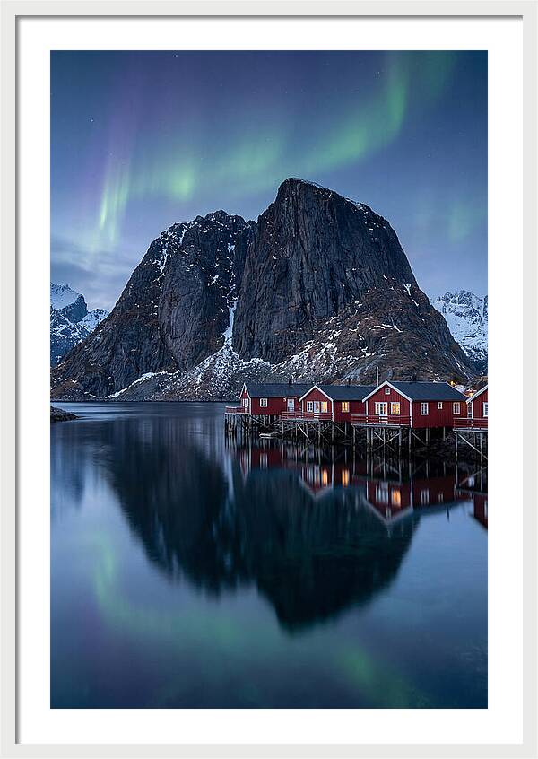 Reine Fishing Village Under Aurora