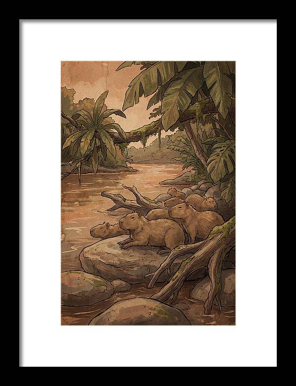 Relaxing Capybara Family