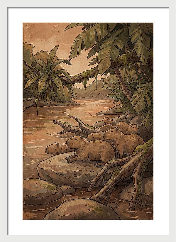 Relaxing Capybara Family