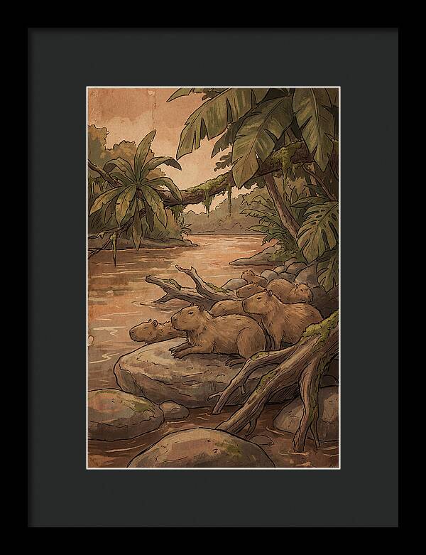 Relaxing Capybara Family