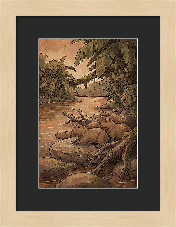 Relaxing Capybara Family