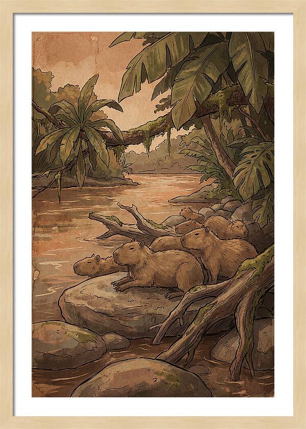 Relaxing Capybara Family