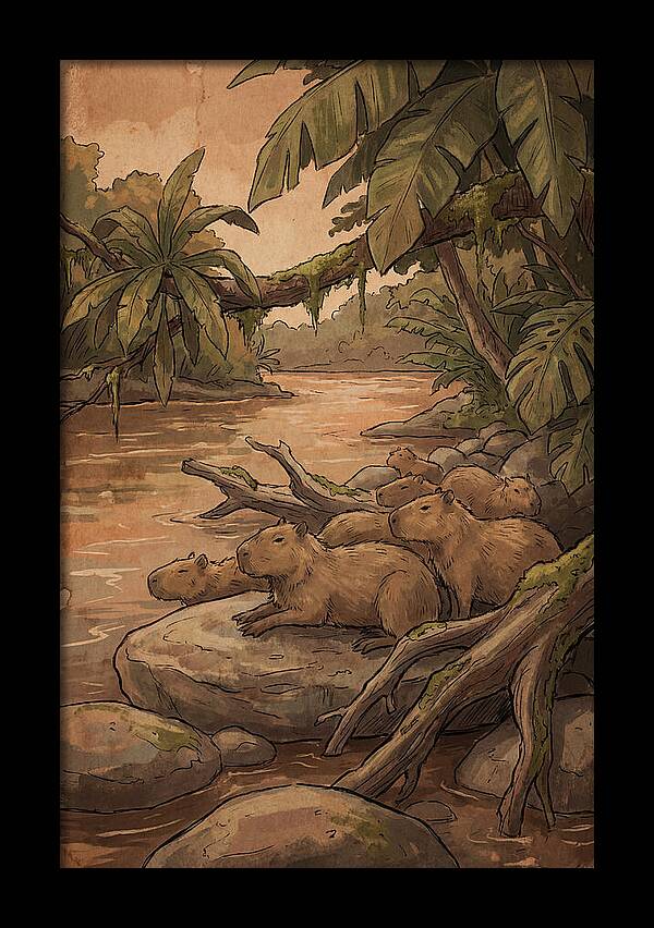 Relaxing Capybara Family