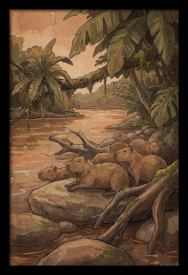 Relaxing Capybara Family