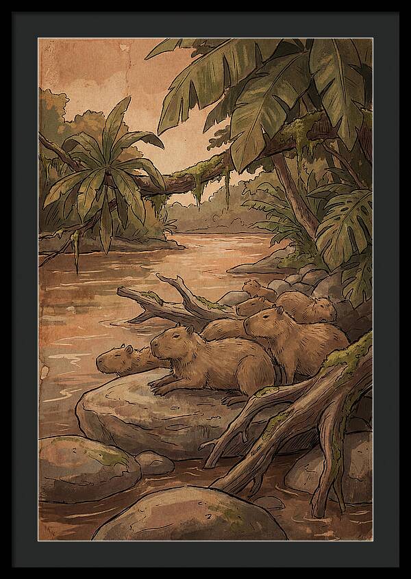 Relaxing Capybara Family
