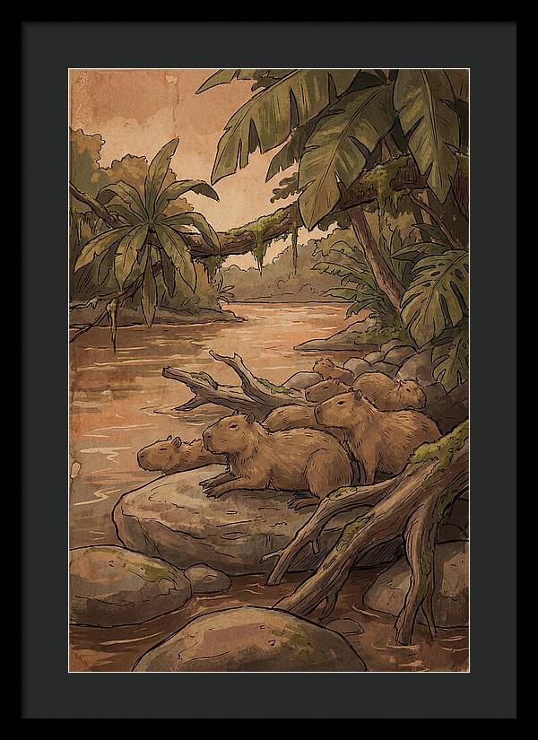 Relaxing Capybara Family