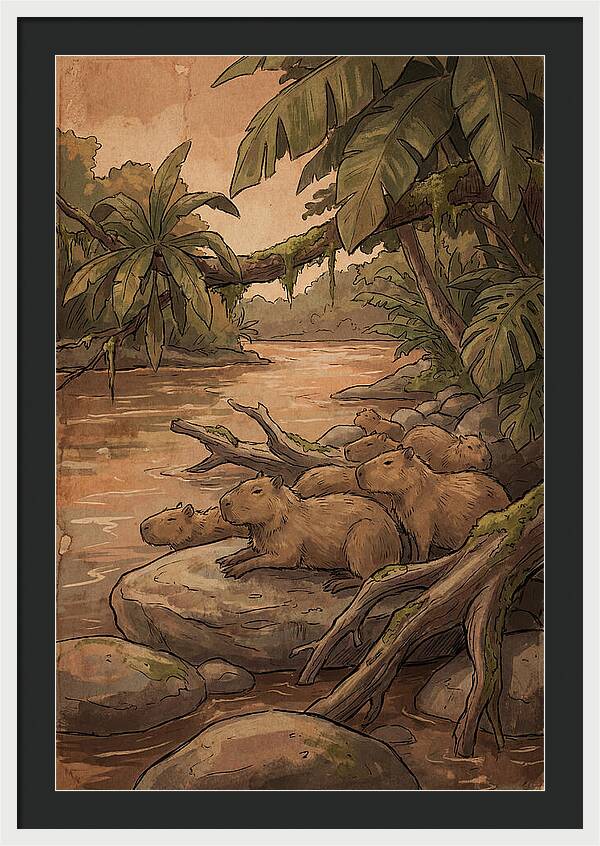 Relaxing Capybara Family