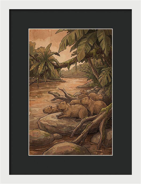 Relaxing Capybara Family
