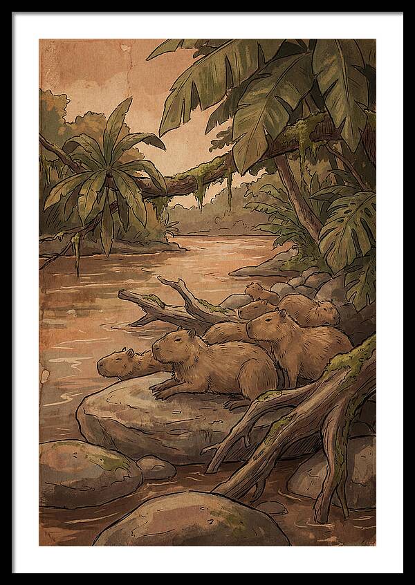 Relaxing Capybara Family