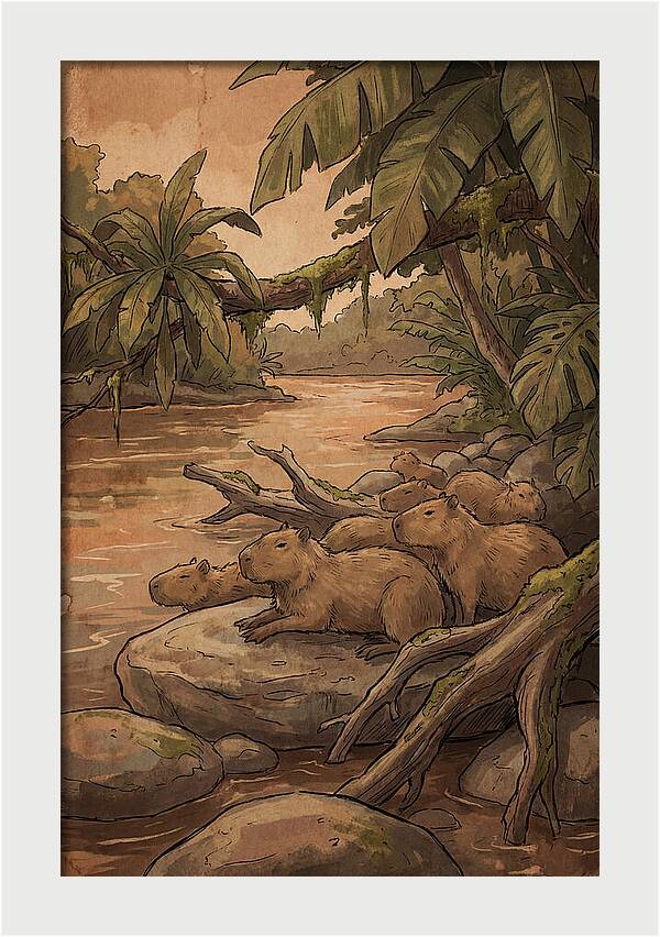Relaxing Capybara Family