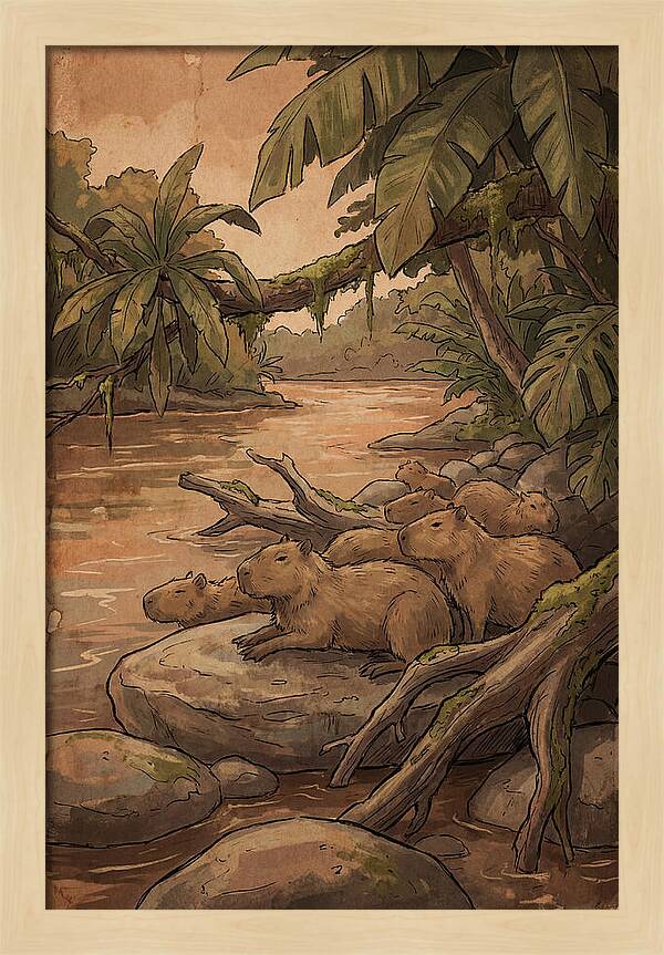 Relaxing Capybara Family