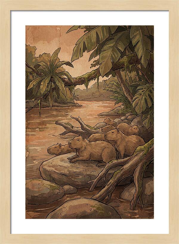 Relaxing Capybara Family