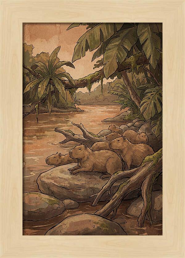 Relaxing Capybara Family