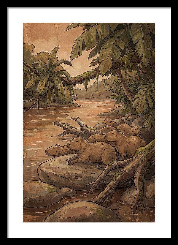 Relaxing Capybara Family