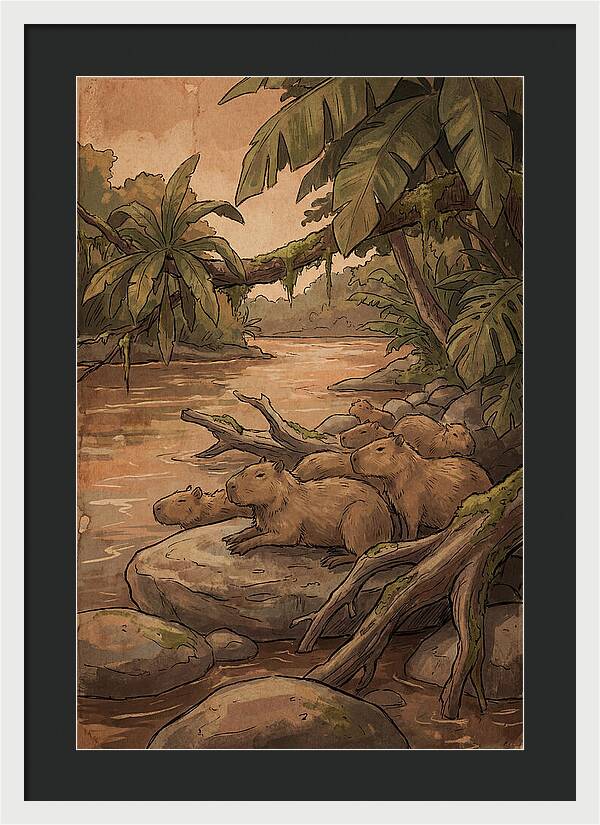 Relaxing Capybara Family