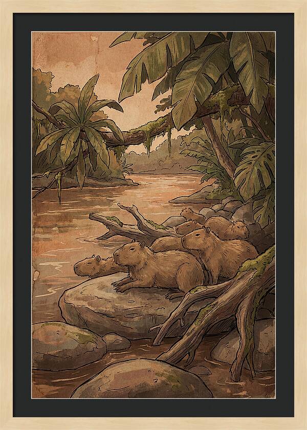 Relaxing Capybara Family