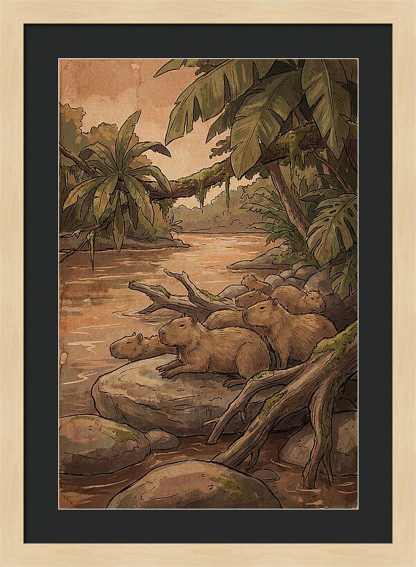 Relaxing Capybara Family