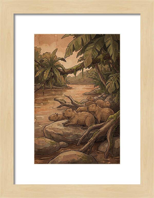 Relaxing Capybara Family