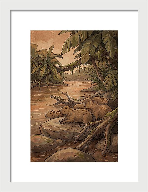 Relaxing Capybara Family
