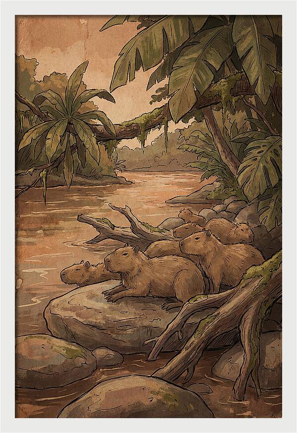 Relaxing Capybara Family