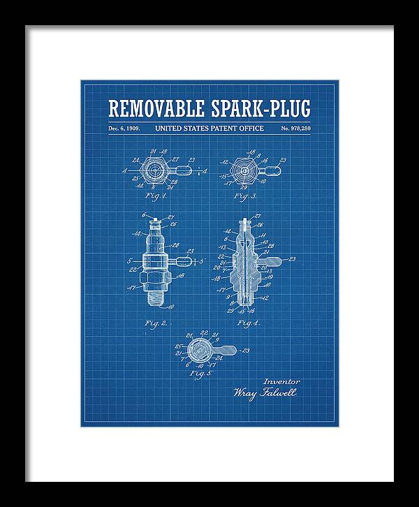 Removable Spark Plug Blueprint Patent Us978280a