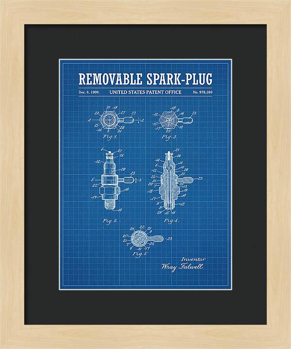 Removable Spark Plug Blueprint Patent Us978280a