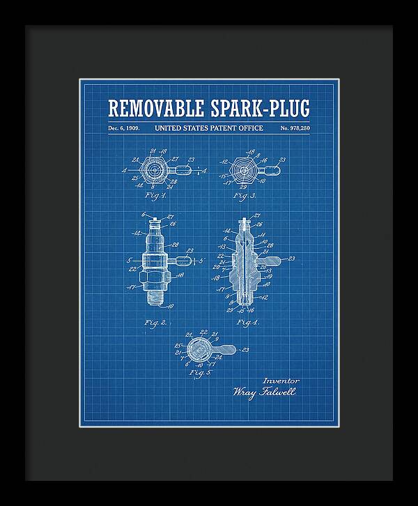 Removable Spark Plug Blueprint Patent Us978280a