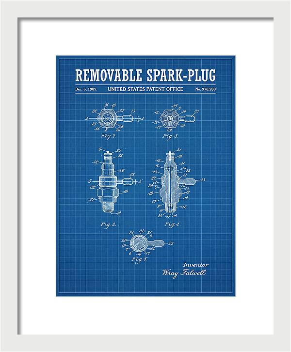 Removable Spark Plug Blueprint Patent Us978280a