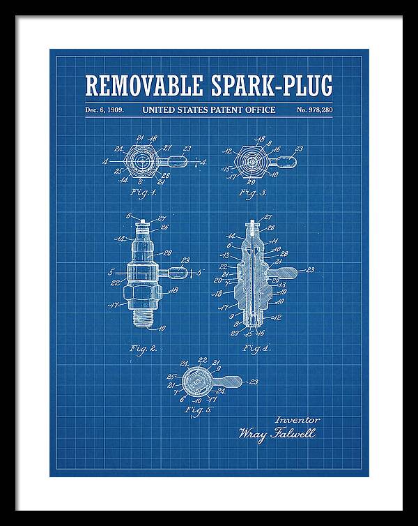 Removable Spark Plug Blueprint Patent Us978280a