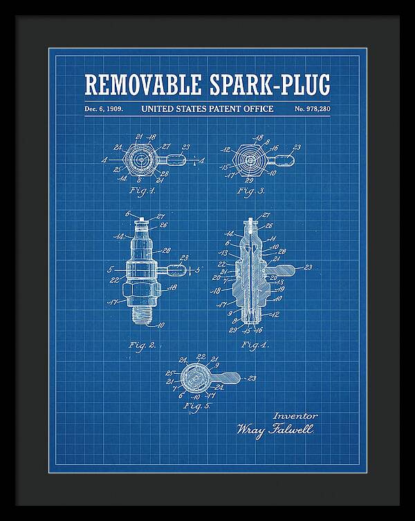 Removable Spark Plug Blueprint Patent Us978280a